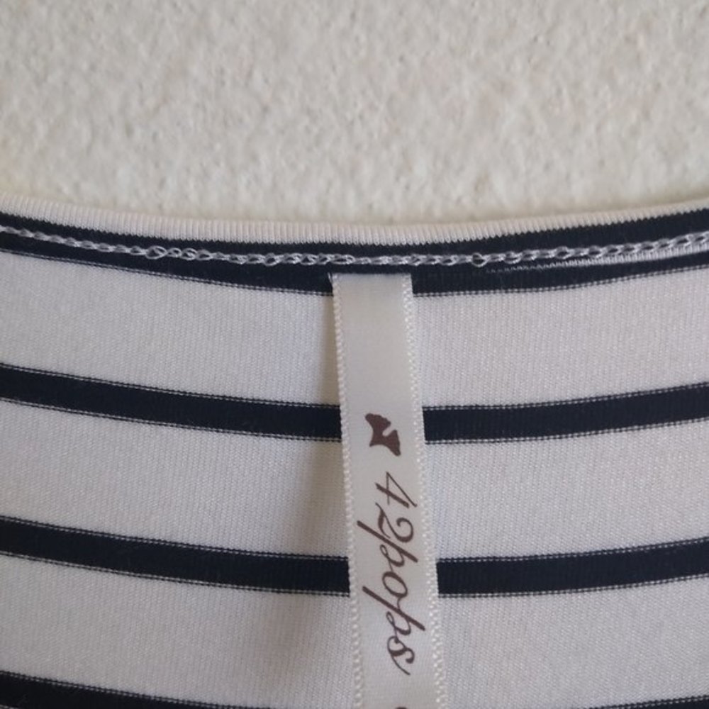 42 Pops Purple Stripe Contrast Raglan Sleeve Swing Top Pockets S - Picture 8 of 8